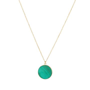 N9ne 9k Yellow Gold Malachite Round Pendant Necklace