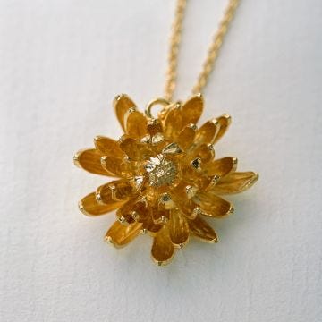 Gold Plated Chrysanthemum Flower Necklace