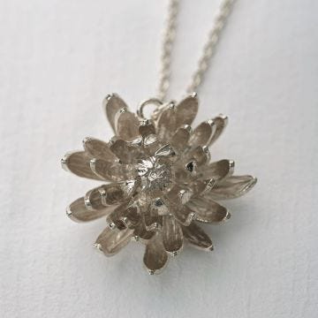 Sillver Sterling Chrysanthemum Flower Necklace
