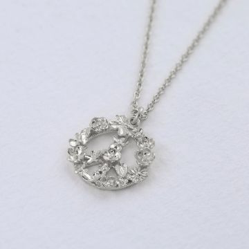 Silver Sterling Floral Peace sign "Faith" Necklace