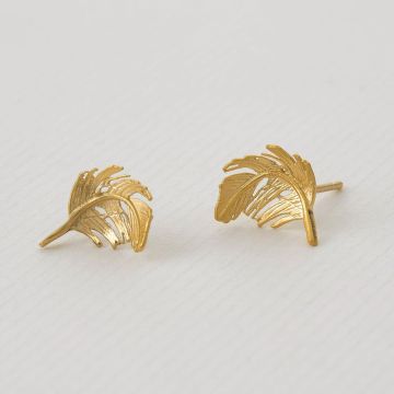 Gold Plated Feather Stud Earrings