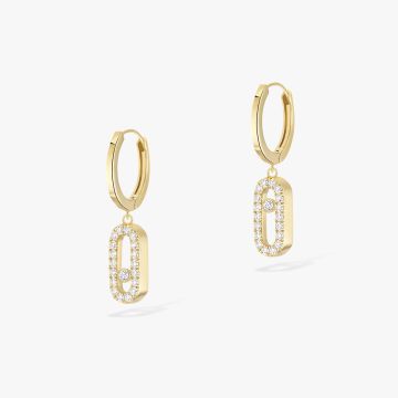 18K Yellow Gold Move Uno Hoop Diamond Earrings