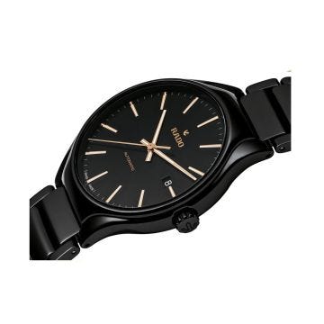 Elevate your wrist with the Rado True Round Date 40mm watch. Featuring a bold black dial, precise automatic movement, and a durable ceramic titanium/PVD case, this timepiece exudes sophistication and reliability. With its ceramic bracelet, it offers a per