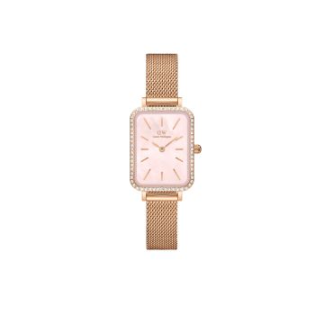 Quadro Lumine 20mm Pink Dial Quartz Moviment Rose Gold Plated Watch