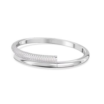 Rhodium Plated White Crystal Magnetic Closure Dextera Bangle