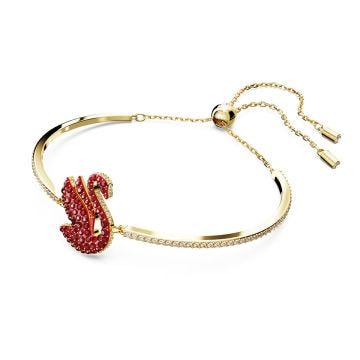 Swarovski Gold-Toned Plated Swarovski Crystal Iconic Swan Bangle