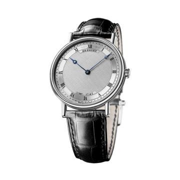 Classique 38mm, Silver Dial, Self Winding, 18k White Gold Case, Black Leather Strap Watch