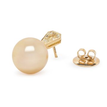 Diamond and Pearl 18k Yellow Gold Earrings