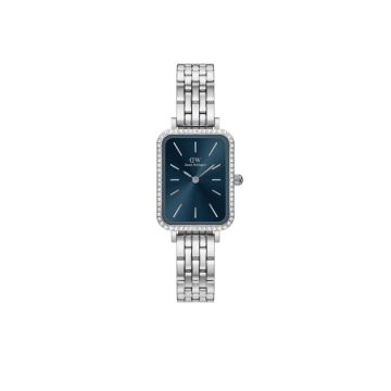Quadro Lumine Bezel 5 Link Blue Dial 20x 26mm Quartz Silver Stainless Steel Watch