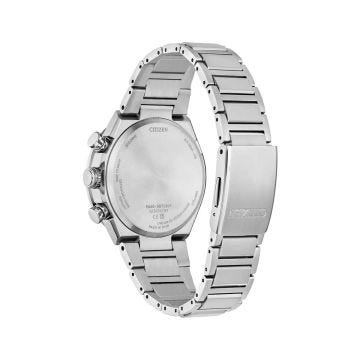 Citizen Attesa 42mm watch with a sleek black dial, Super Titanium case, and Eco-Drive technology, offering lightweight durability and solar-powered precision CB5966-69E