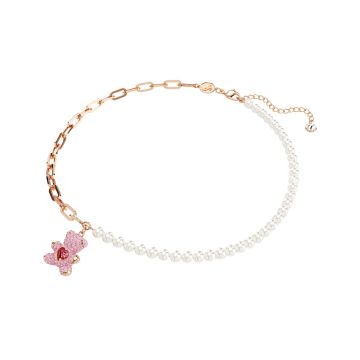 Swarovski Rose Gold-Toned Pink Crystal Teddy Pendant