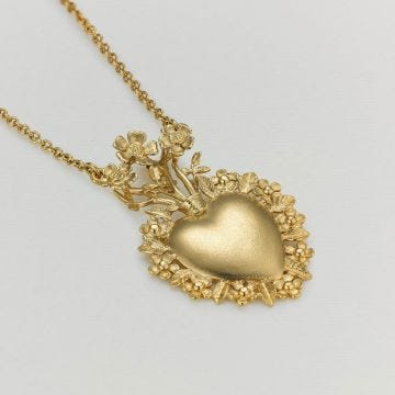 Gold Plated Floral Sacred Heart Necklace