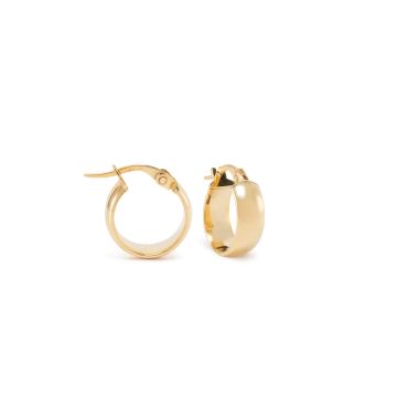 9k Yellow Small Wide Hoop Earrings