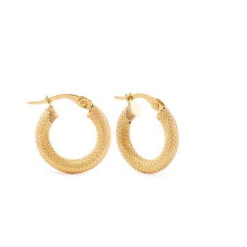 9k Yellow Gold Small Beaded Hoop Earrings