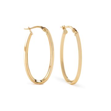 9k Yellow Gold Large Oval Hoop Earrings