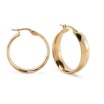 9k Yellow Gold Large Wide Hoop Circular Earrings