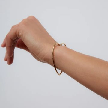 Yvonne Léon 9k Bracelet Jonc Coeur Lisse Pm Or Jaune Bangle Bracelet