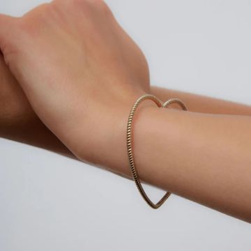 Yvonne Léon 9k Yellow & White Gold Bracelet Jonc Coeur Pm 2 Ors Bangle Bracelet