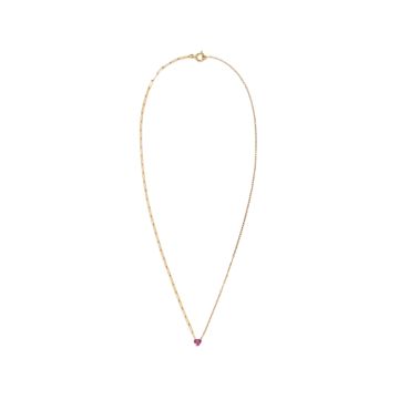 Yvonne Léon 9k Yellow Gold Collier Solitaire Coeur Rose Or Jaune Necklace