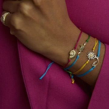 Yvonne Léon 9k Yellow Gold Bracelet Fil Soleil Jaune 2 Ors Bracelet