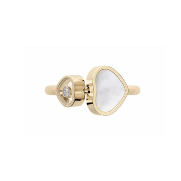 Happy Hearts 18k Yellow Gold Mother of Pearl and Diamond Ring