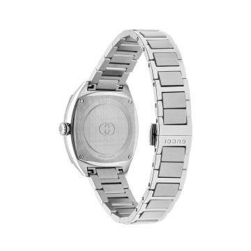 Gucci Interlocking 29mm Pink Dial with Diamond Dots Quartz Stainless Steel Bracelet Watch (YA142511) with a delicate pink dial, diamond dot markers, and a stainless steel bracelet