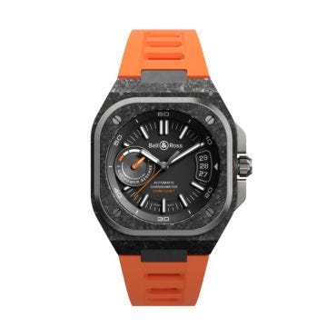 BR-X5 Carbon Orange 41mm, Black Dial, Automatic Movement, Carbon and Titanium Case, Orange Rubber Strap Watch