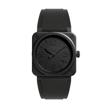 Bell & Ross BR 03 Phantom 41mm, Black Dial, Automatic Movement, Black Ceramic Case, Black Rubber Strap Watch BHR03A-PH-CE/SRB. Image one
