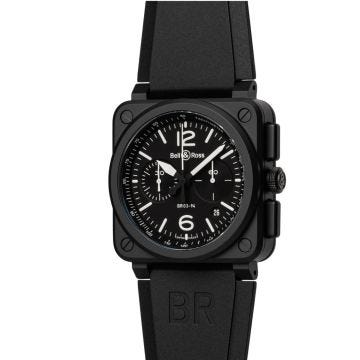 Bell & Ross BR 03-94 Black Matte 42mm, Black Dial, Automatic Movement, Black Ceramic Case, Rubber Strap Watch BR0394-BL-CE. Image one