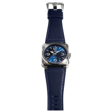 Bell & Ross BR 03 41mm, Blue Dial, Automatic Movement, Steel Case, Blue Calfskin Leather Strap Watch BR03A-BLU-ST/SCA. Image one