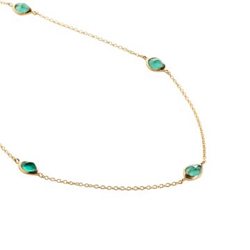 Juvi Yellow Gold Amble Stepping Stone Green Tourmaline Necklace. Image one