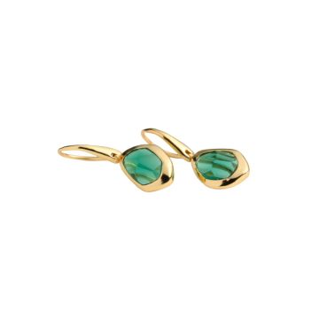 Juvi Yellow Gold Amble Pebble Green Tourmaline Hook Earrings. Image one