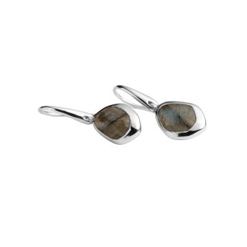 Juvi Silver Amble Pebble Labradorite Hook Earrings. Image one