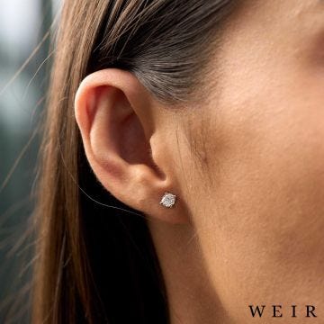 Platinum Round brilliant cut Diamond Earrings