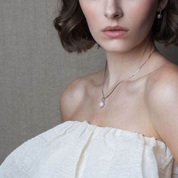 Juvi Yellow Gold Mabel Pearl Pendant Necklace. Image one