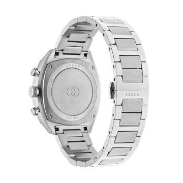 Gucci Interlocking 41mm Black Dial Quartz Stainless Steel Watch (YA142316) featuring a sleek black dial