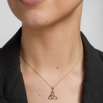 14K Gold Trinity Knot Pendant Necklace