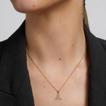 14K Gold Small Trinity Knot Pendant Necklace