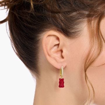 Photo of the Thomas Sabo Red Haribo Gummy Bear Gold Plated Single Hoop Earring CR727-414-10