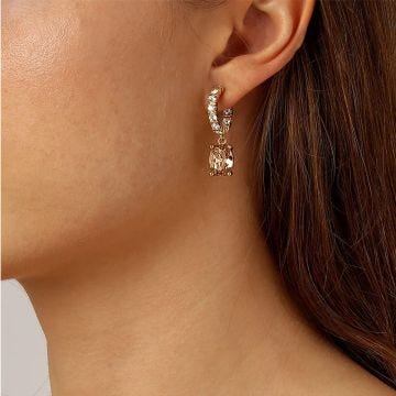 Dyrberg/Kern Barbara Golden Orange Crystal Drop Earrings