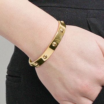 Dyrberg/Kern Dott Gold Plated Stainless Steel Bangle Bracelet