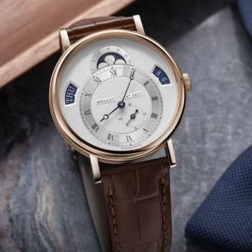 Classique Calendrier 39mm, Silver Dial, Self Winding Movement, 18k Rose Gold Case, Alligator Strap Watch