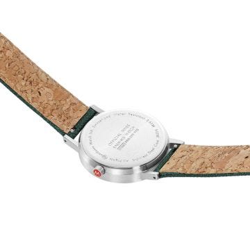 Mondaine Classic 36mm Green Dial Quartz Movement Textile Bracelet Watch