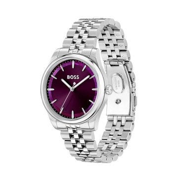 Graceful Ladies 36mm Purple Dial Quartz Stainless Steel Watch