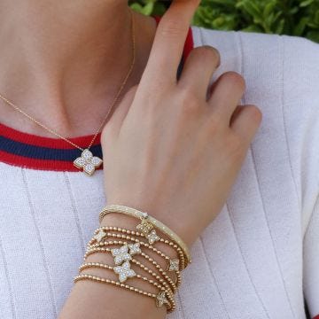 18k Yellow Gold Princess Flower Bracelet