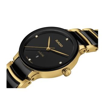 Rado Centrix 30.5mm Diamonds Black Dial Quartz Stainless Steel Bracelet Watch R30025712