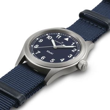 Photo of the Hamilton Khaki Field 38mm, Navy Dial, Quartz Movement, Stainless Steel Case, Navy NATO Strap Watch H69401940