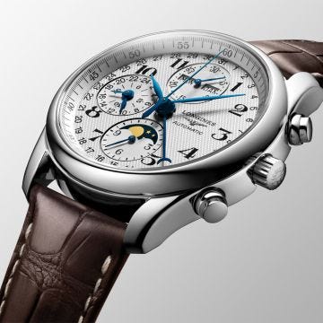 Master Collection Automatic Chronograph Moonphase 40mm White Dial Automatic Leather Strap Watch