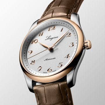 Master Collection 40mm Silver Dial Automatic Leather Strap Watch