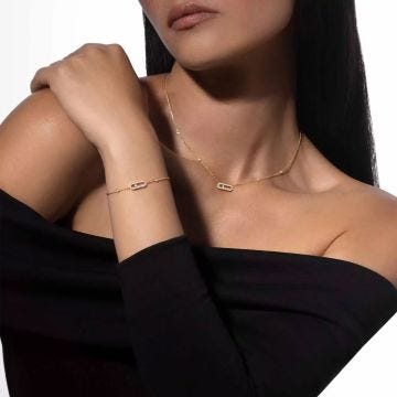Photo of the Messika 18K Yellow Gold Move Uno Pavé Diamond Necklace 04708-YG